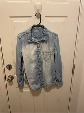 ba&sh Light Wash Denim Button-Down Shirt